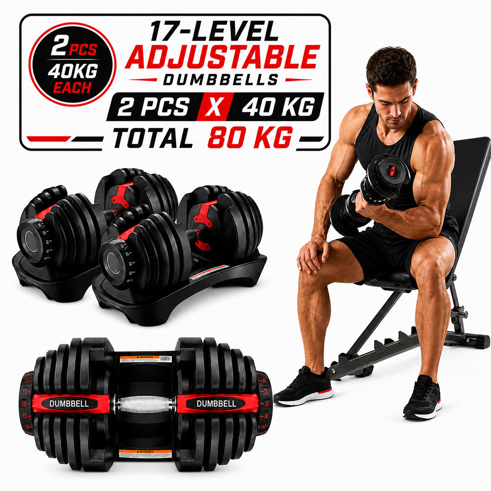 Dumbbells – 2 x 40KG Adjustable Set