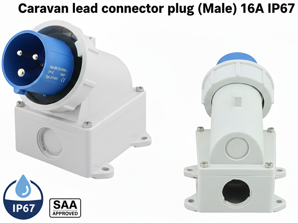 IP67 Caravan Lead Connector Plug Female and Male Inlets 16A