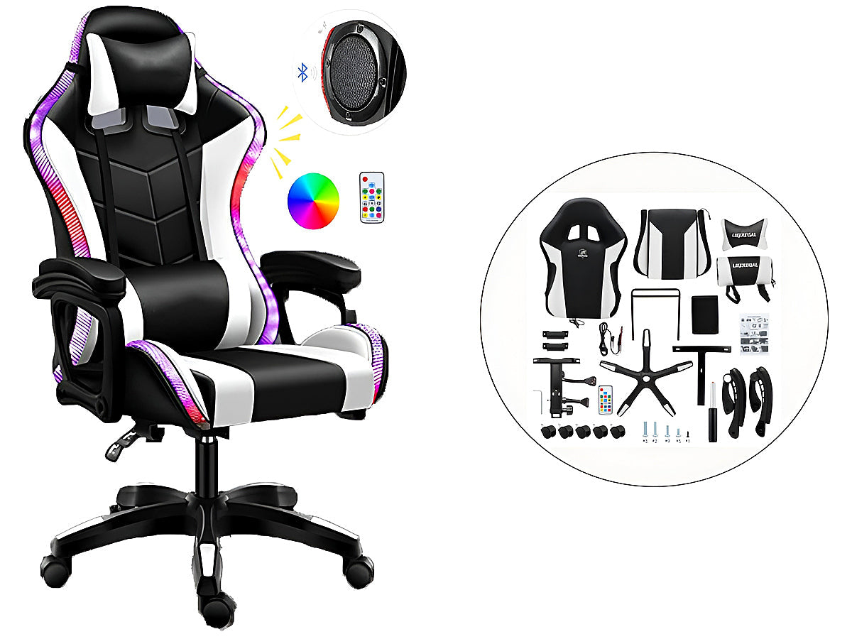 Gaming Chair with Footrest – RGB Gaming Chair with Speakers & Lights