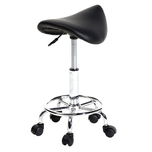 Rolling Stool Chair PU Leather Height Adjustable Swivel Drafting Work SPA Shop Medical Salon Stools with Wheels Office Chair,Black