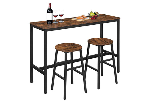 Rustic Bar Table Set with 2 Bar Stools