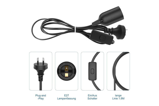E27 Socket With Wire Lamp Holder For Bulb With Power Cord Electrical Outlet