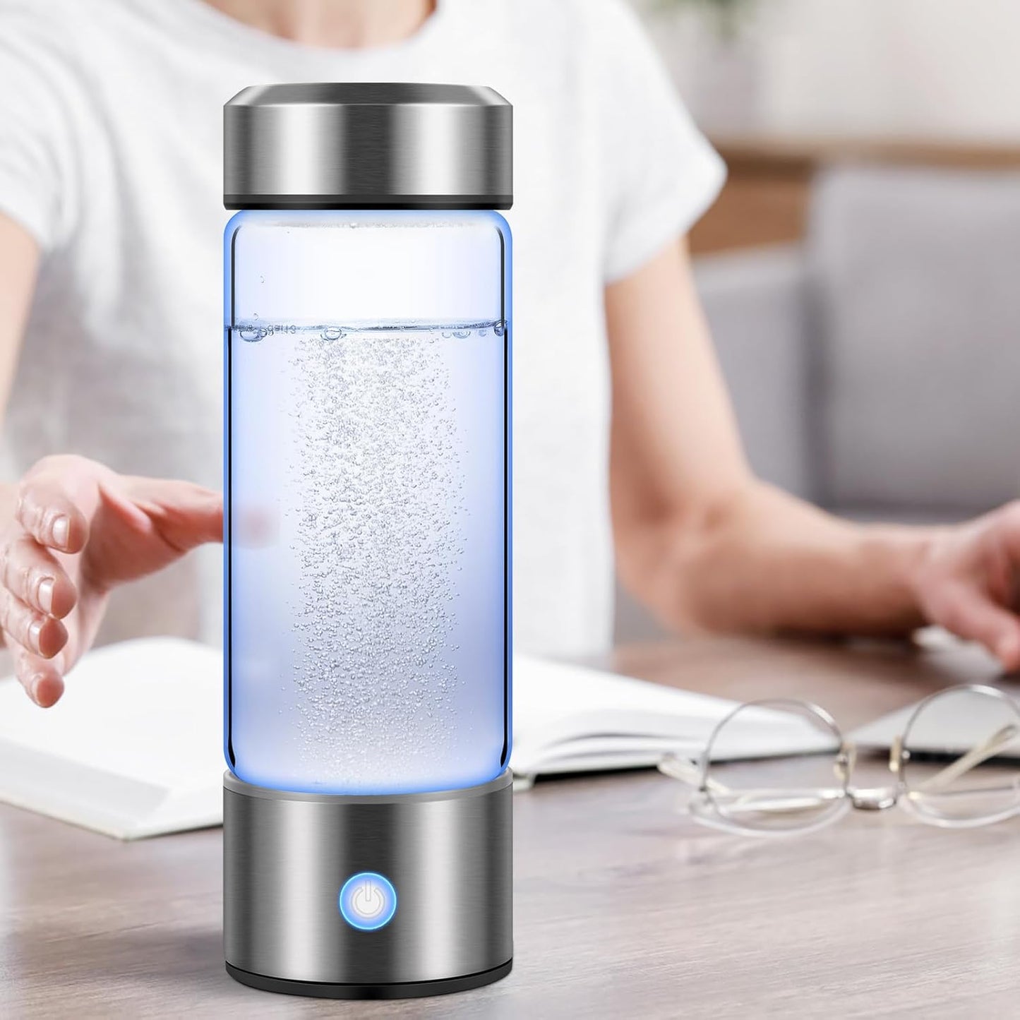 450ml Hydrogen Generator Water Bottle USB Hydrogen Water Ionizer Machine Portable Rechargeable Hydrogen-Infused Water Maker