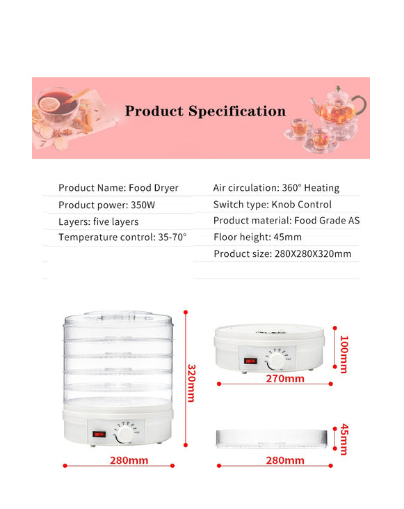 Portable Electric Food Dehydrator Machine