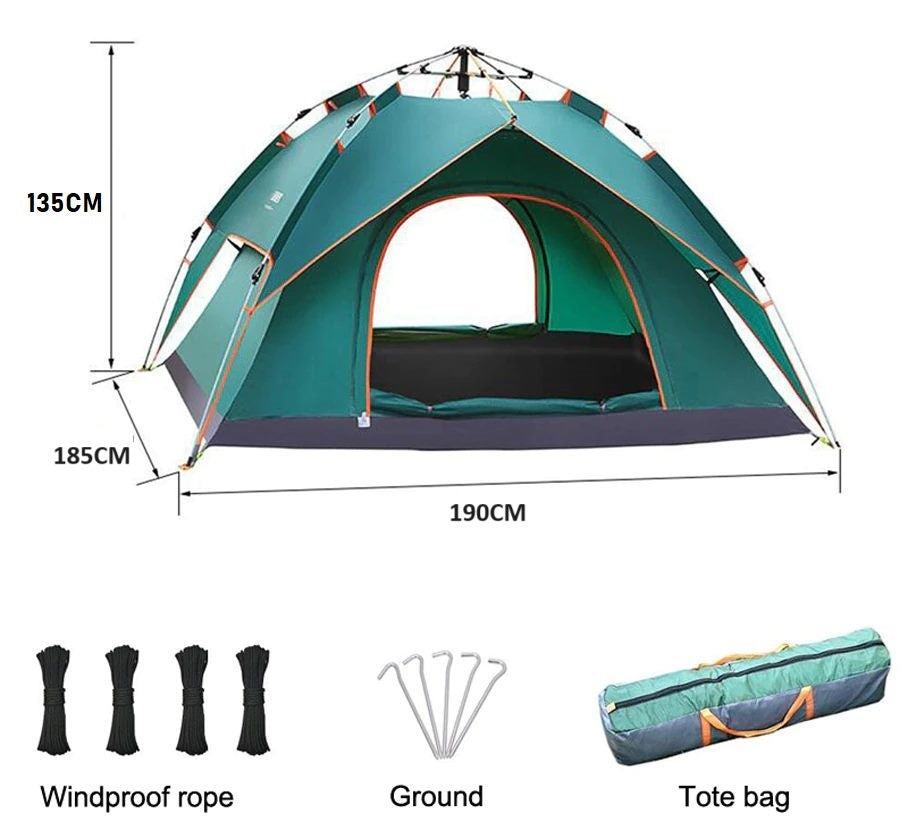 Pop Up Camping Tent - 2 Person Double Pop Up Tent | Easy to Pitch with Small Porch for Storage – Ideal for Camping & Festivals