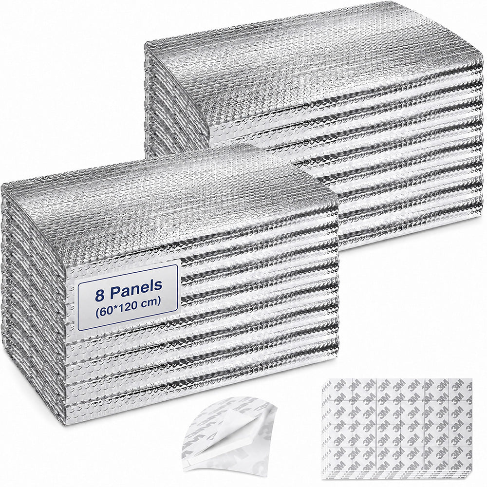 Garage Door Insulation DIY Kit – 8-Panel Reflective Insulation for Single Garage Door with Pre-Cut Panels and Adhesive Pads