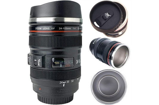 Stainless Steel Lined Camera Lens Mug