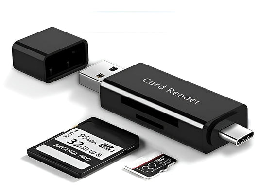 3 in 1 USB-C SD Micro SD Memory Card Reader