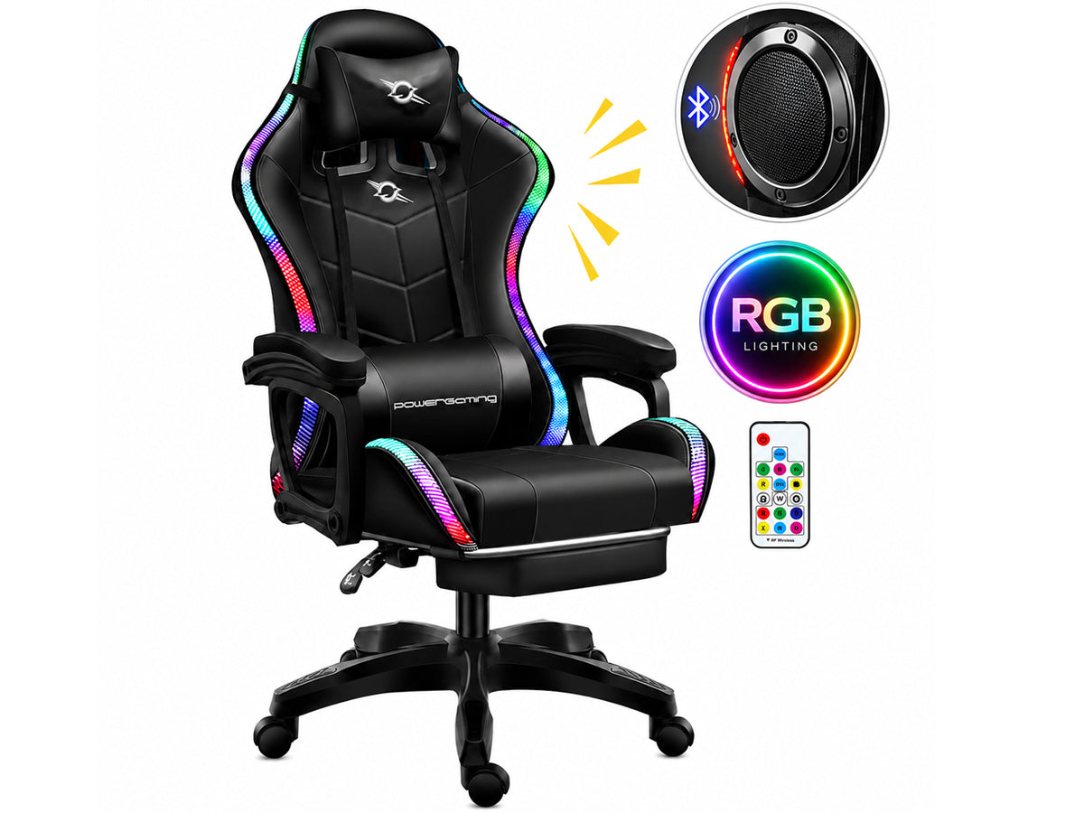 Gaming Chair with Footrest – RGB Gaming Chair with Speakers & Lights
