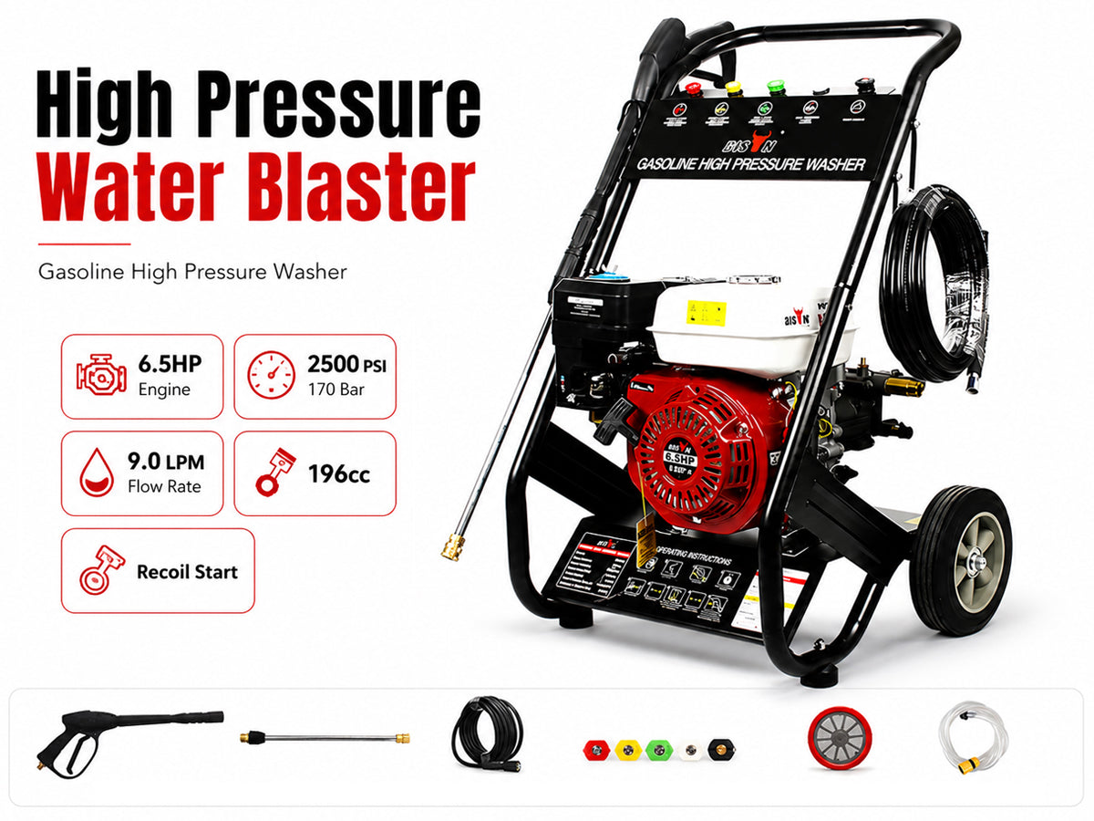 Water blaster petrol high pressure washer with 6.5 hp motor