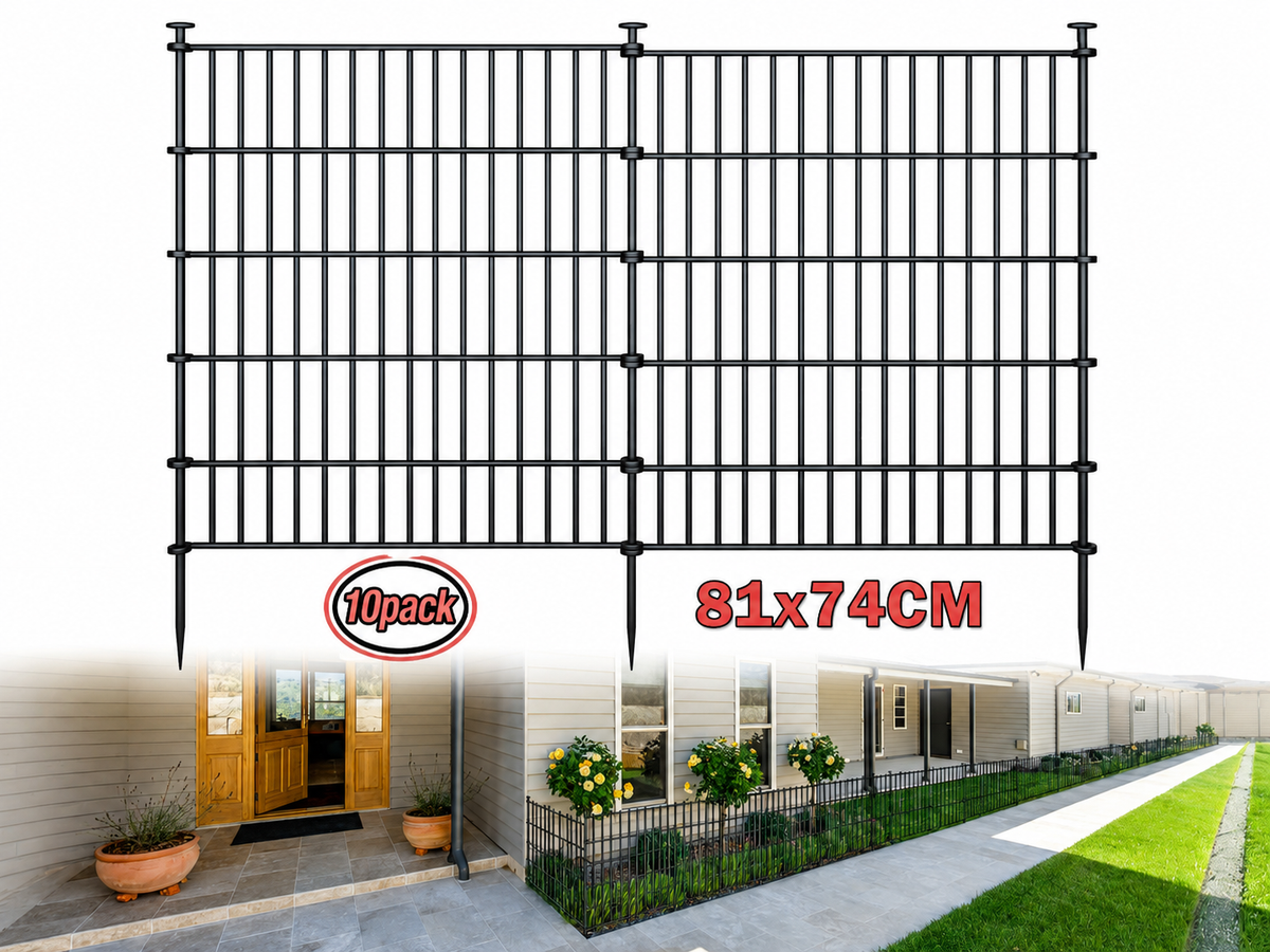 10 Pack Metal Garden Barrier Fence Animal Fence Panels,Garden Border