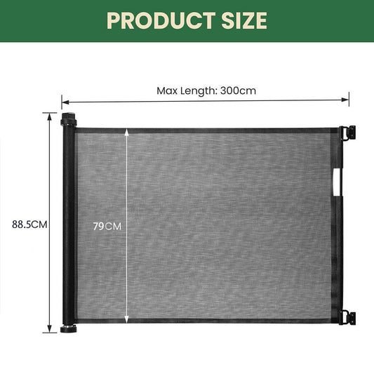 Baby Safety Gate Pet Fence Dog Safe Guard Enclosure Stair Mesh Retractable