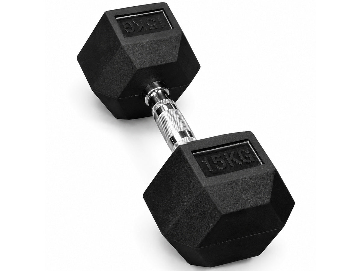 15kg Rubber Hex Dumbbell