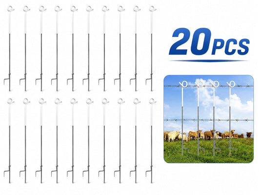 20x Electric Fence Pigtail Posts Steel Tape Fencing Electric Fencing
