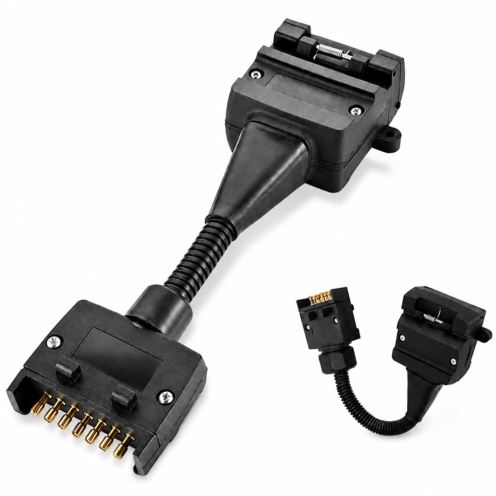 7 Pin Flat Plug To 12 Female Socket Adaptor Trailer Connector