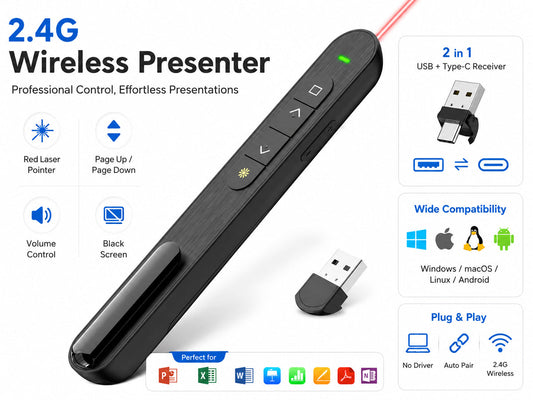 Wireless Presenter Remote 2.4GHz Presentation Clicker PowerPoint Remote