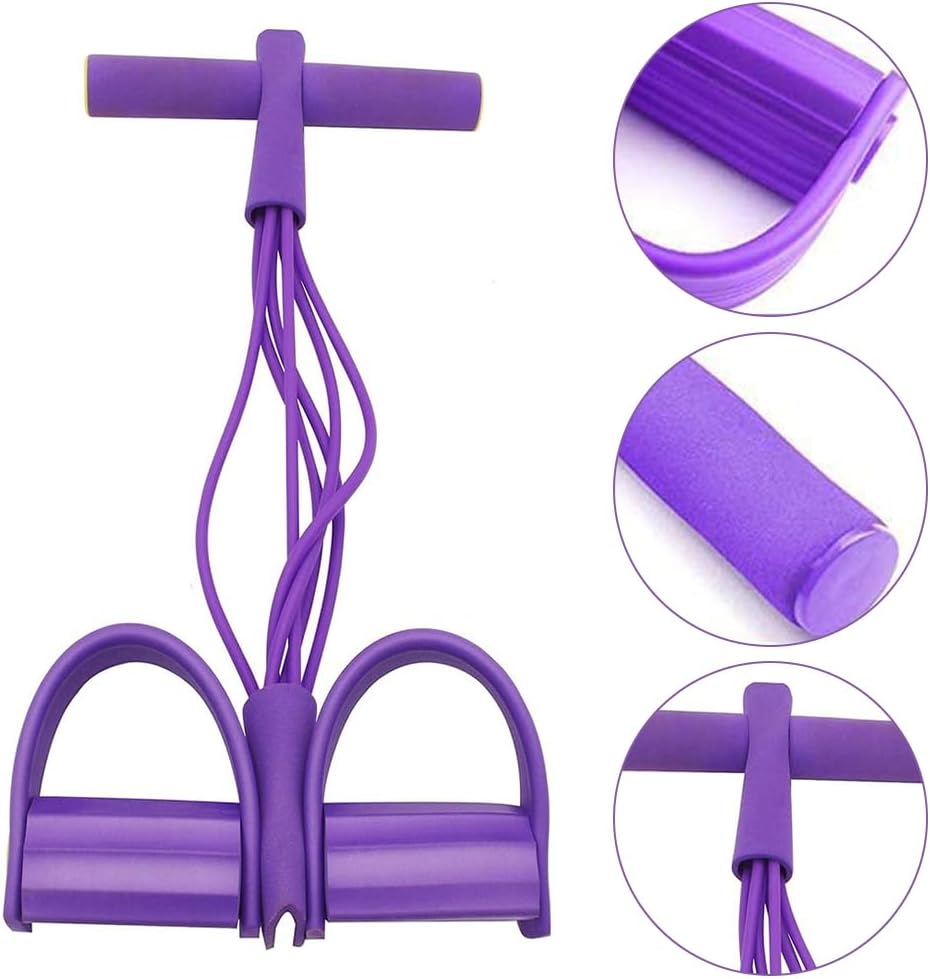 6 Tube Resistance Band Ankle Puller Foot Pedal Fitness Exercise Rope-blue