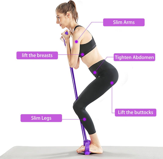 6 Tube Resistance Band Ankle Puller Foot Pedal Fitness Exercise Rope-blue