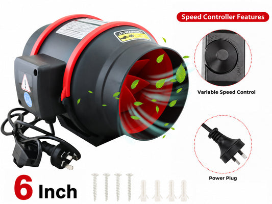 Inline Duct Fan Fan with Controller - 6 Inch