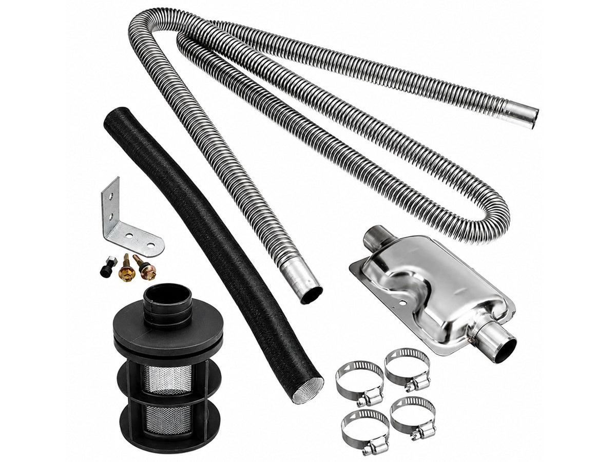 Diesel Heater Accessories – 100cm Stainless Steel Exhaust Muffler & Air Intake Kit (25mm)