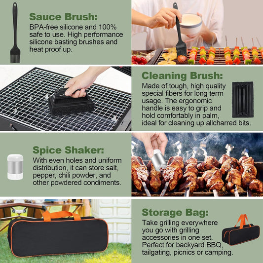 BBQ Tool Set- Complete Stainless Steel Griddle Accessories Kit