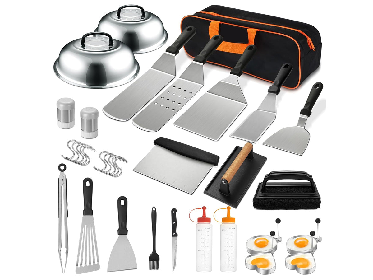 BBQ Tool Set- Complete Stainless Steel Griddle Accessories Kit