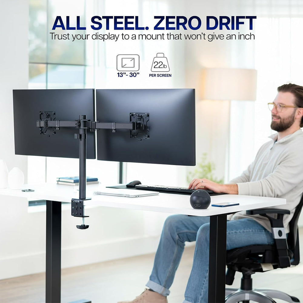 Dual Gas Spring Monitor Arm Desk Mount for 13-30 Inch Monitors
