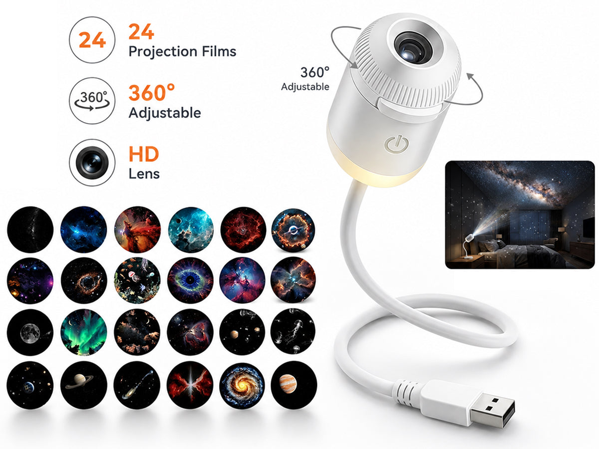 Galaxy Projector Night Light with 24 Films, 2-in-1 Ocean HD Smart Projector