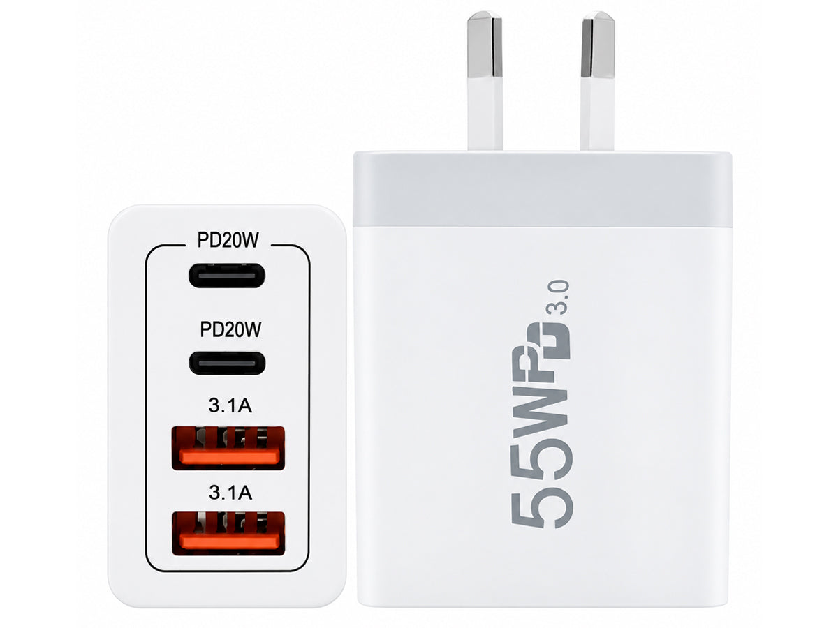 55W DUAL USB C PD Fast Charging Wall Adapter