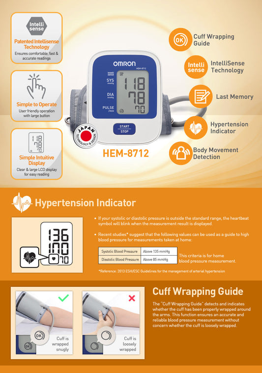 Omron Blood Pressure Monitor HEM 8712