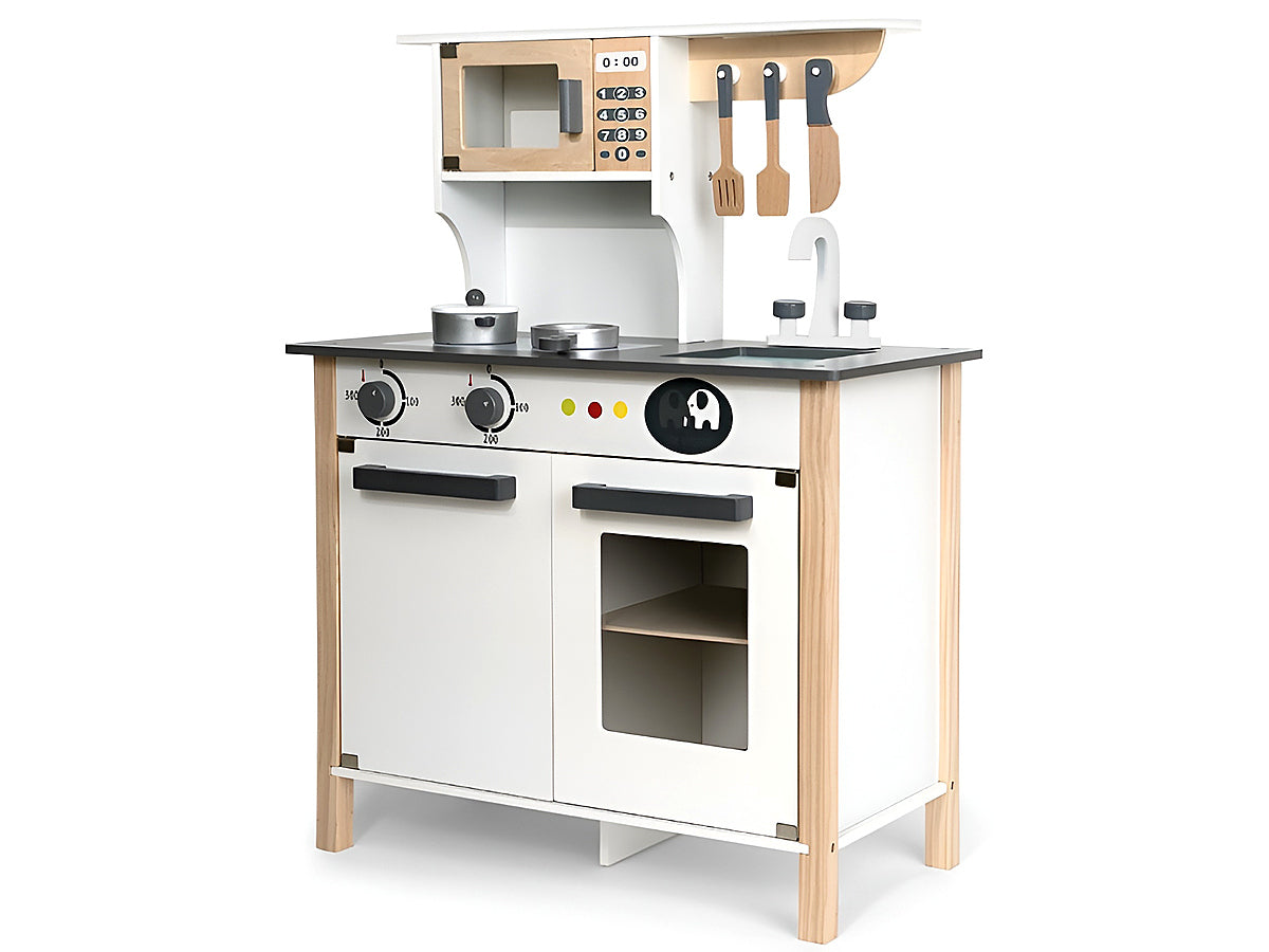Wooden Play Kitchen Set Pretend Playset