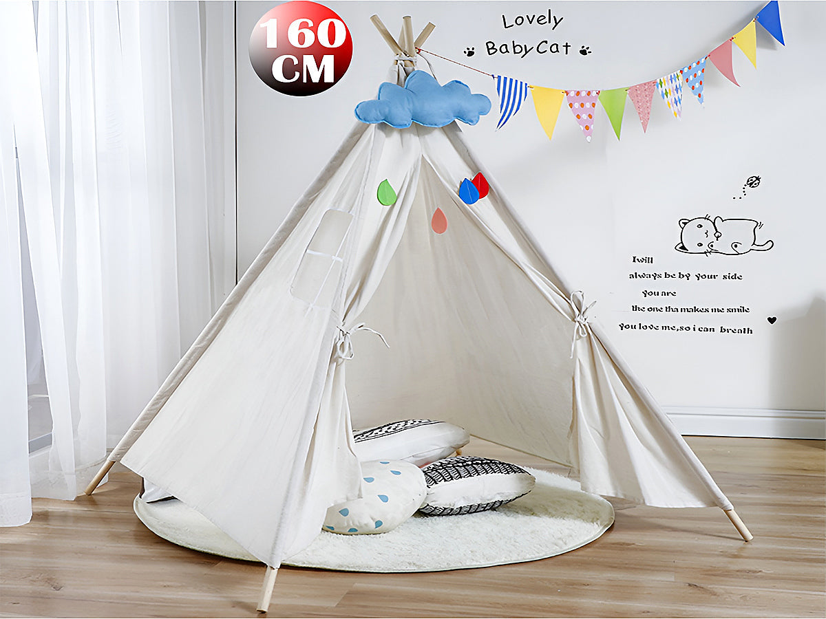 Kids Teepee Play Tent White