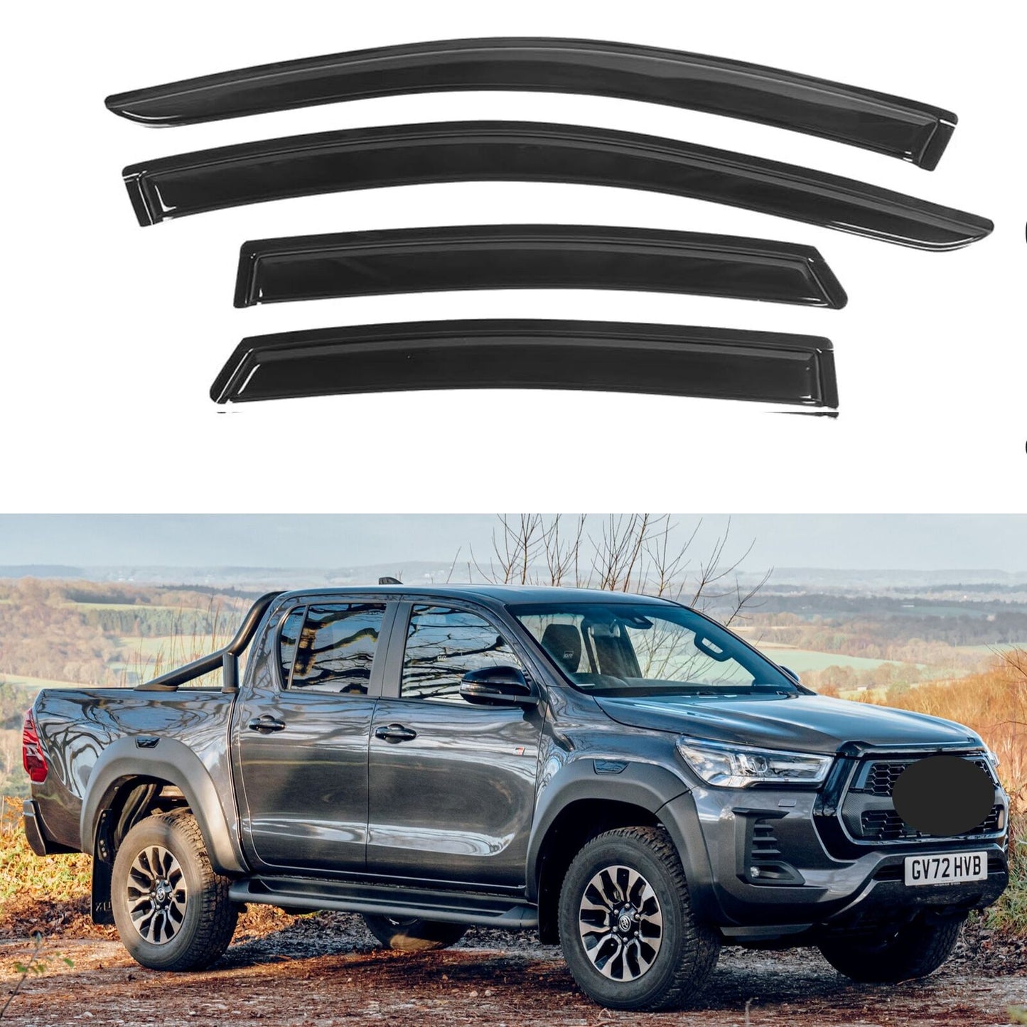 Door Visor / Weather Shield / Monsoon Guard To Suit Toyota HILUX 2015-2021