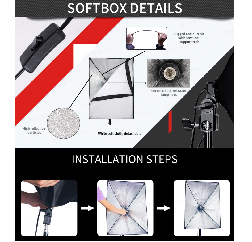 Softbox Lighting Kit Professional Photography Light Studio Kits