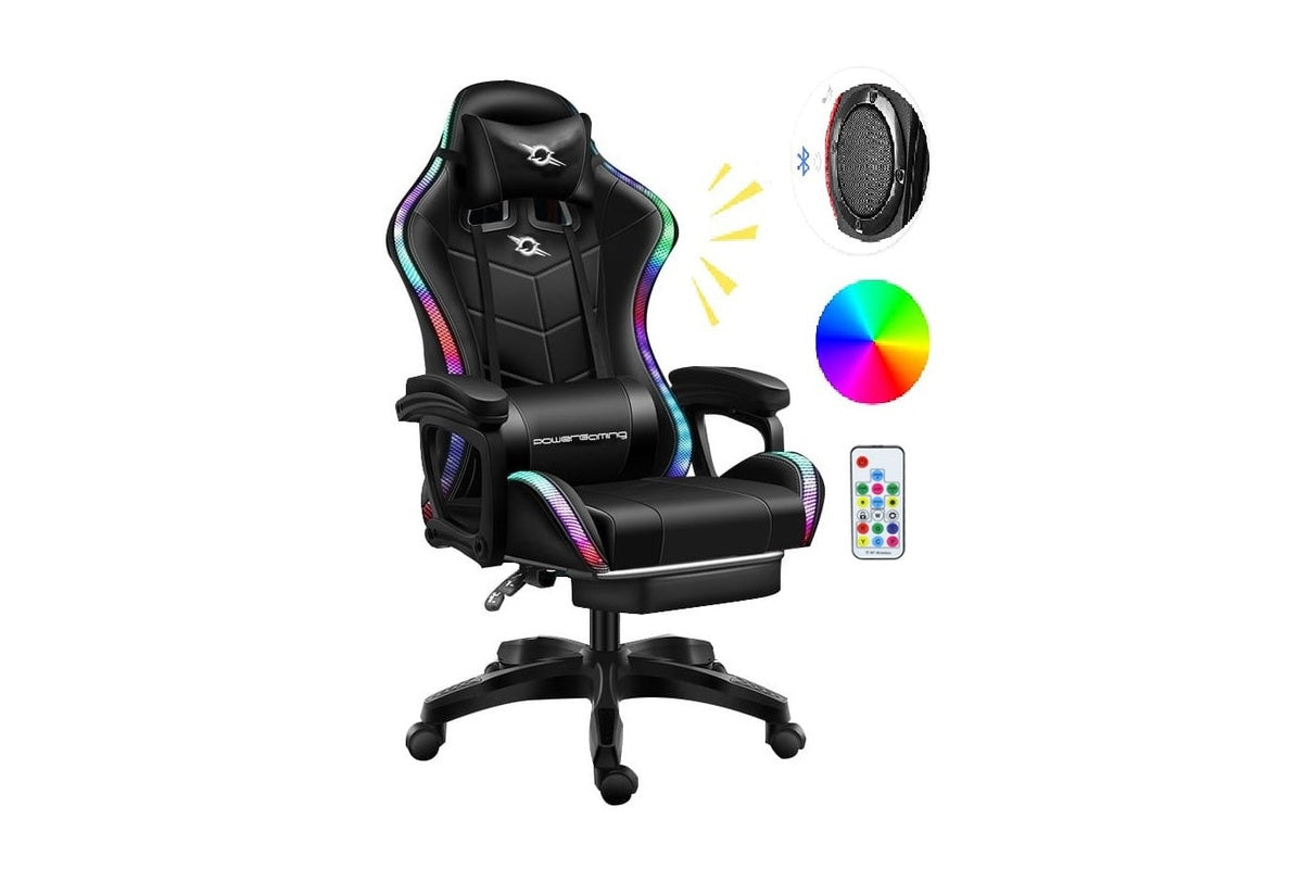 Gaming Chair with Footrest – RGB Gaming Chair with Speakers & Lights