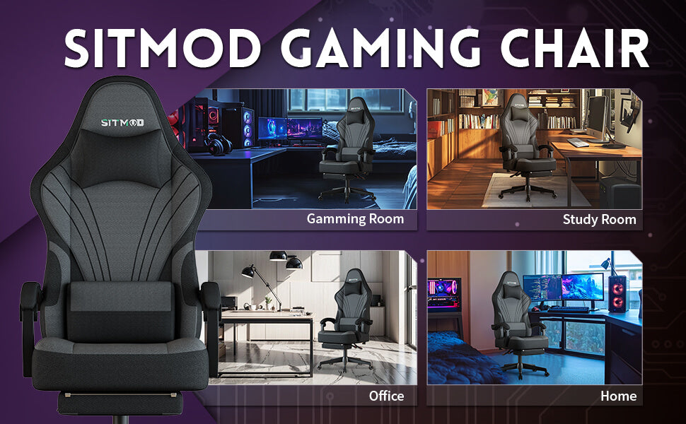 Gaming Chair with Headrest and Lumbar Support