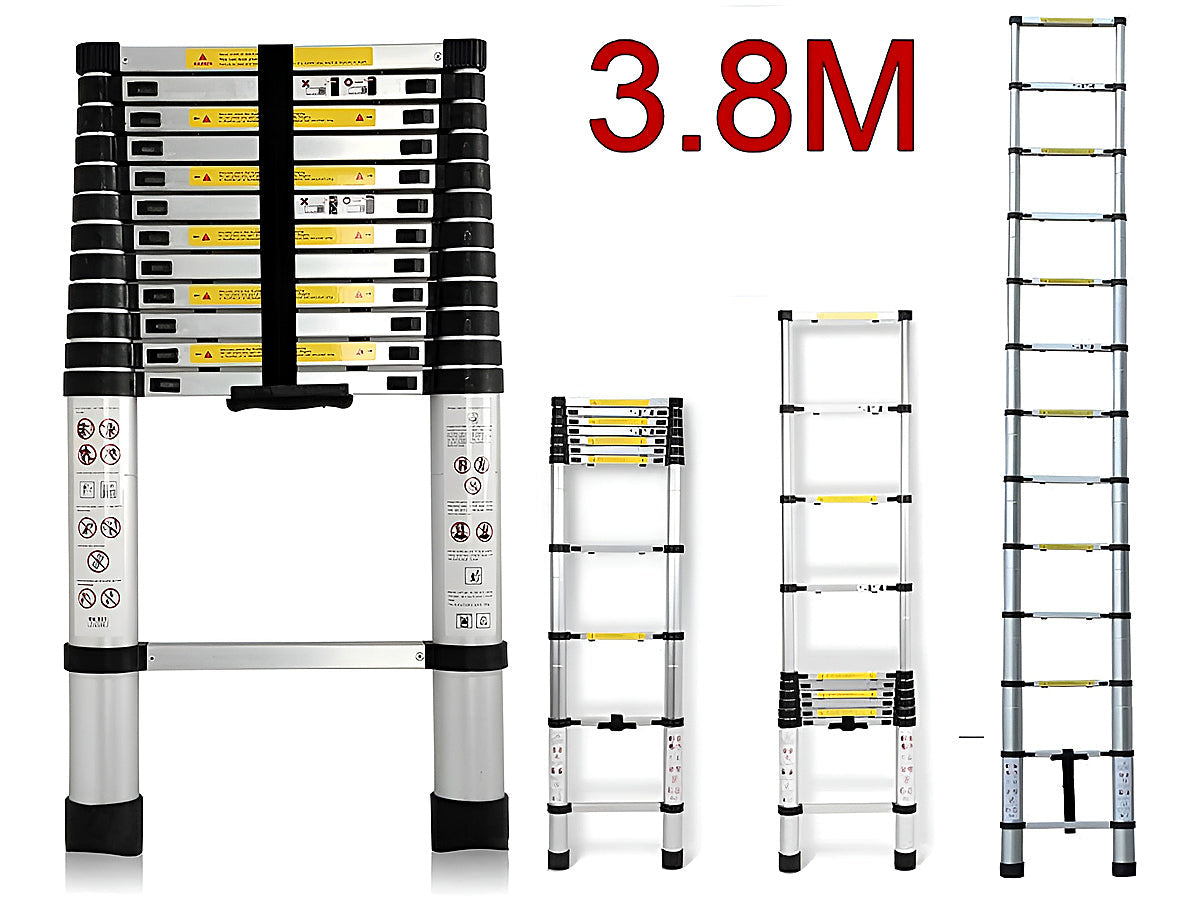Telescopic Ladder 3.8m Aluminium Extension Ladder