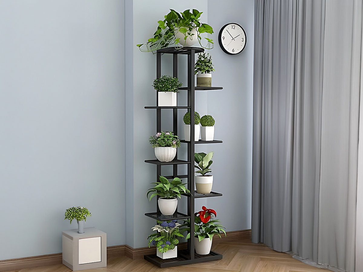 8 Tier Flower Stand Plant Pot Rack 9 pots Black