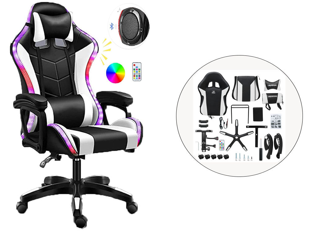 Gaming Chair with Footrest – RGB Gaming Chair with Speakers & Lights