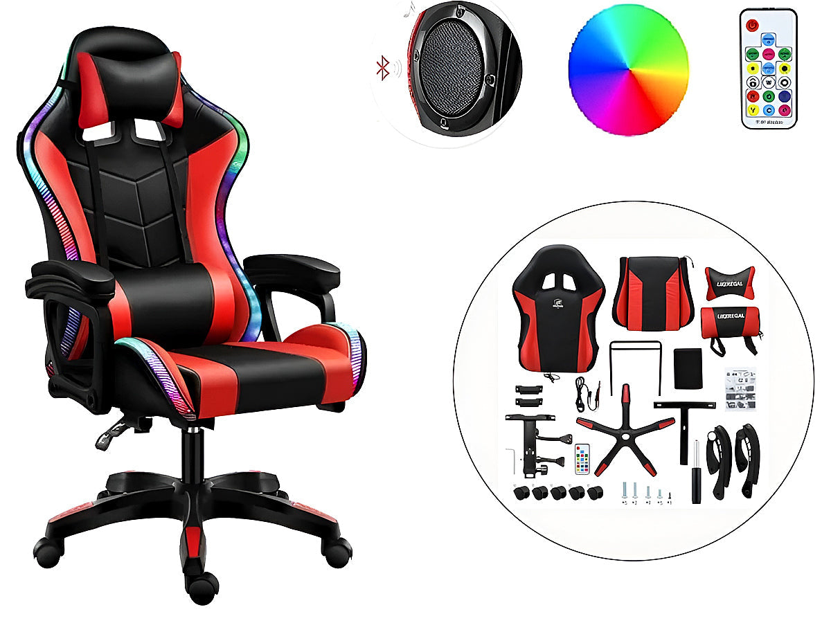 Gaming Chair with Footrest – RGB Gaming Chair with Speakers & Lights