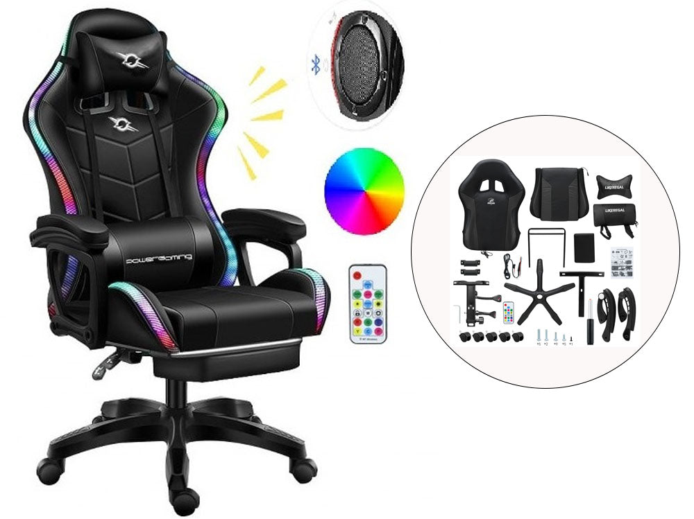 Gaming Chair with Footrest – RGB Gaming Chair with Speakers & Lights
