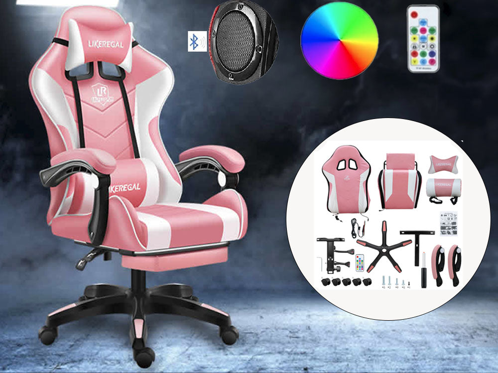 Gaming Chair with Footrest – RGB Gaming Chair with Speakers & Lights