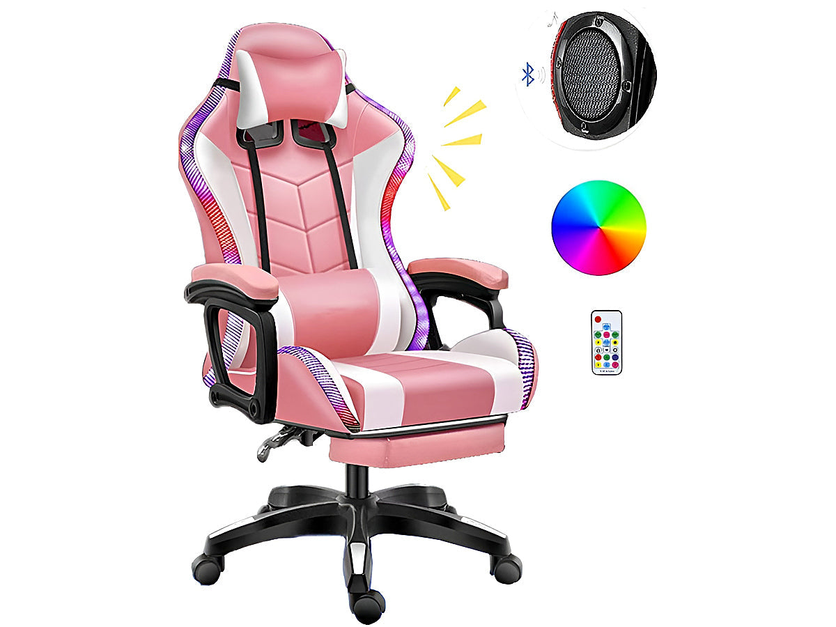 Gaming Chair with Footrest – RGB Gaming Chair with Speakers & Lights