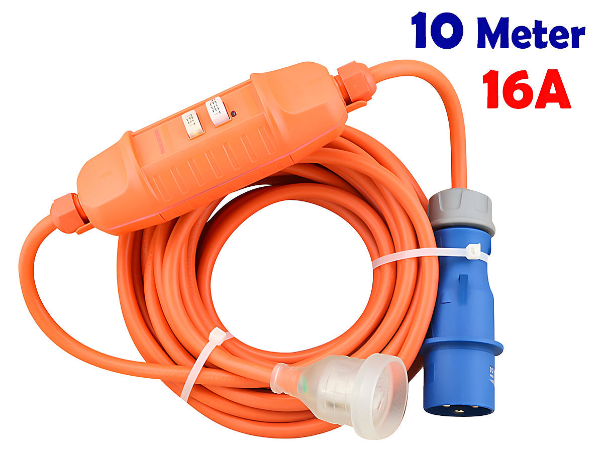Caravan Lead Camping Lead 16A to 10A RCD Lead Cable 10M
