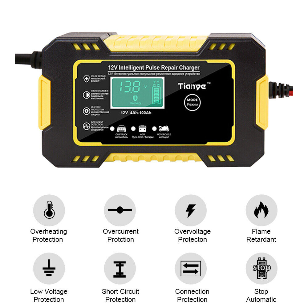 12V 6A Intelligent Battery Charger with Pulse Repair