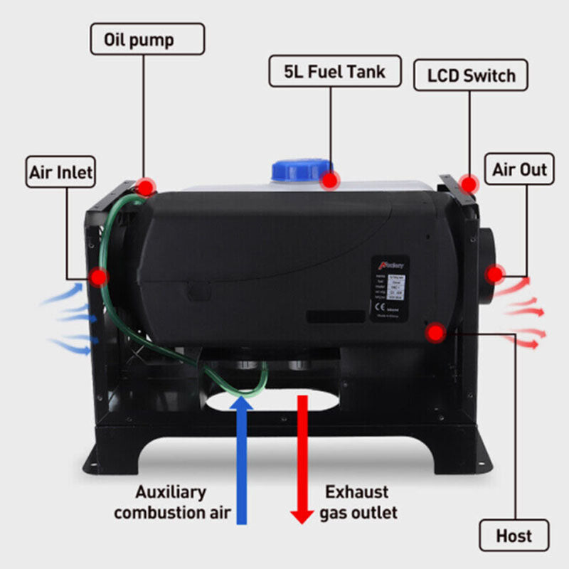 Diesel Air Heater All-in-one 12V 8KW LCD Remote Control for Car RV Indoors machinery