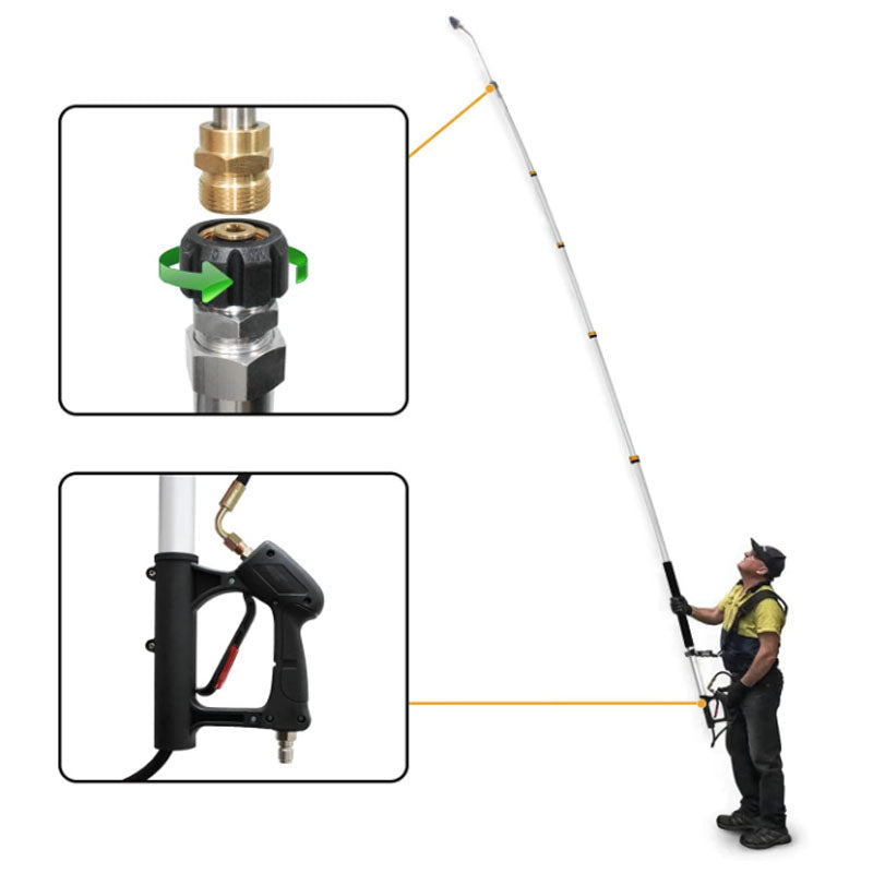 Telescoping Pressure Washer 7.3m Pole with Harness