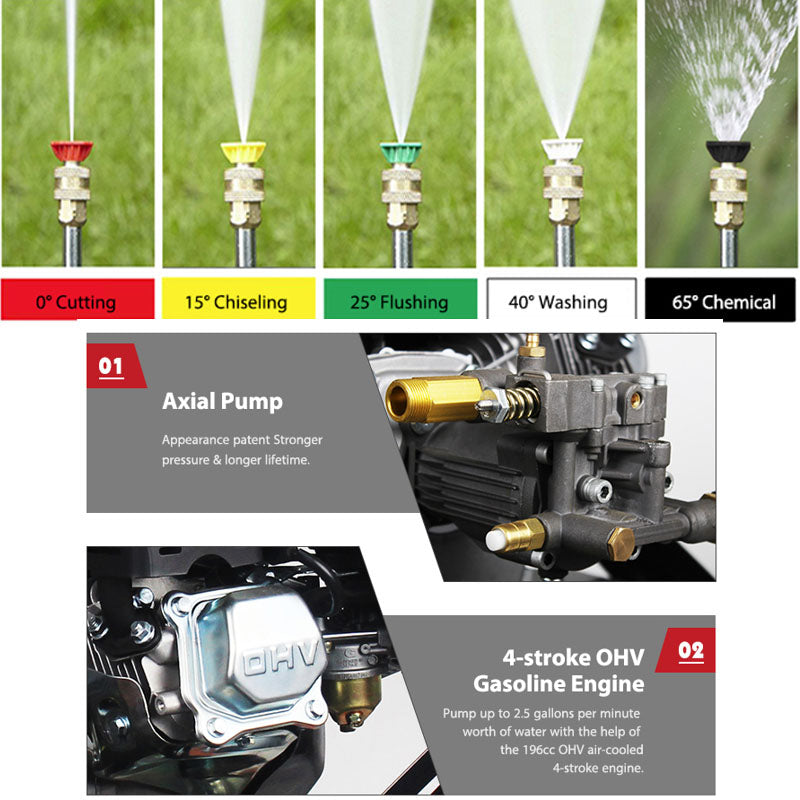 Water blaster petrol high pressure washer with 6.5 hp motor