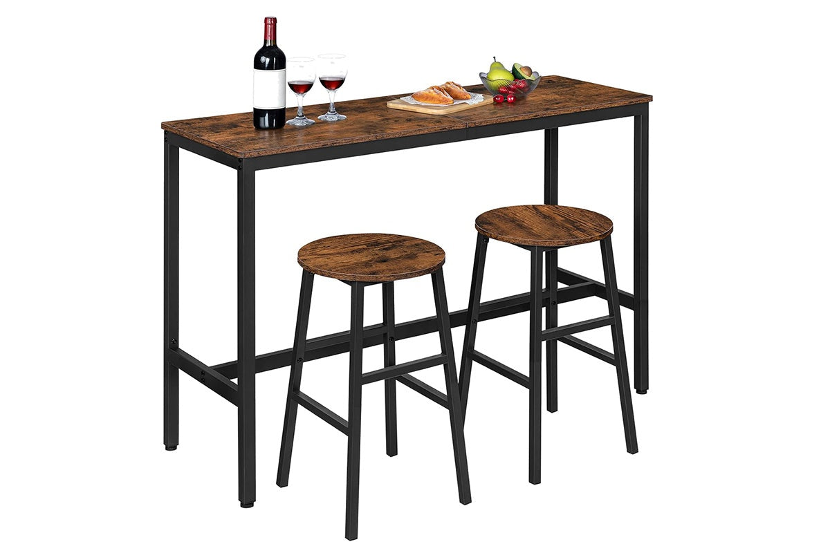 Rustic Bar Table Set with 2 Bar Stools