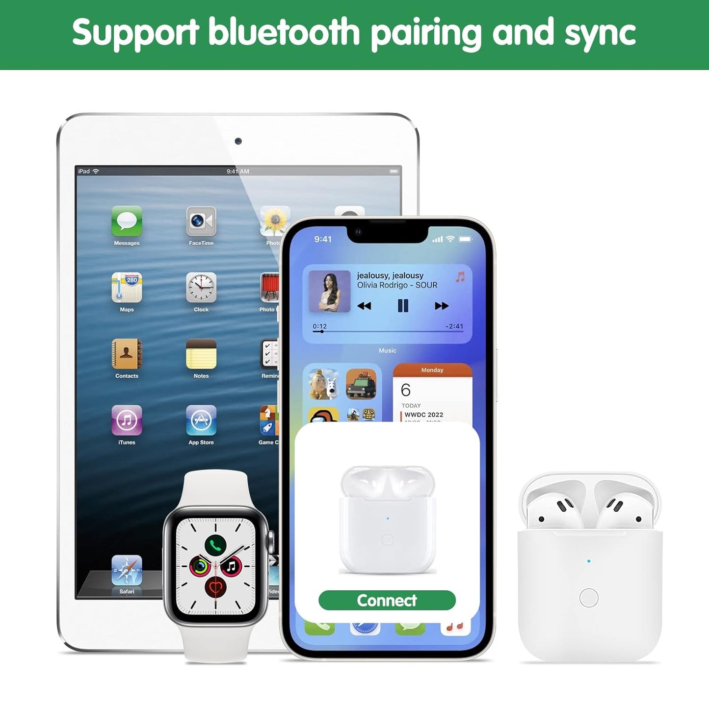 Replacement Wireless Charging Case for AirPods 1 & AirPods 2